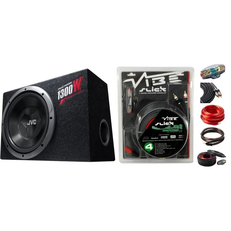 JVC CS-BW 120 Car Subwoofer & VIBE Audio Slick 2000 W System Car Wiring Kit