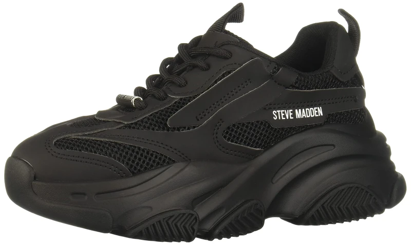 Steve Madden Women's Possession Sneaker, Black, 3.5 UK