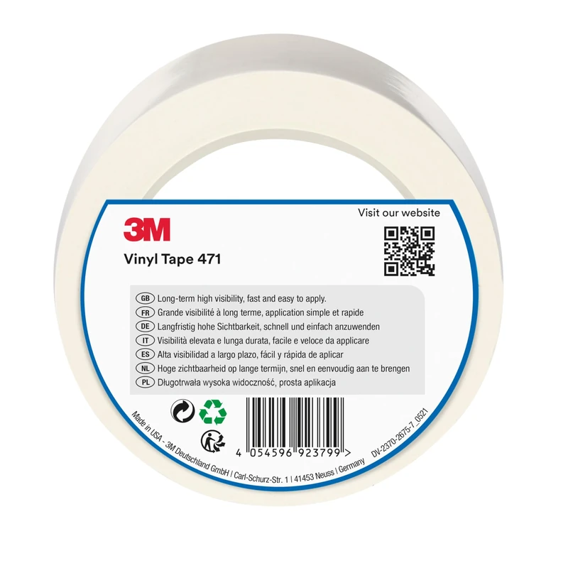3M Vinyl Tape 471, 50 mm x 33 m, White