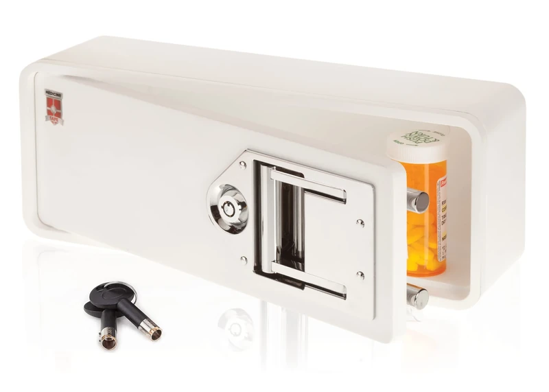 MEDICINE RX SAFE Lockbox, Plastic Alloy Steel, White - Image 1
