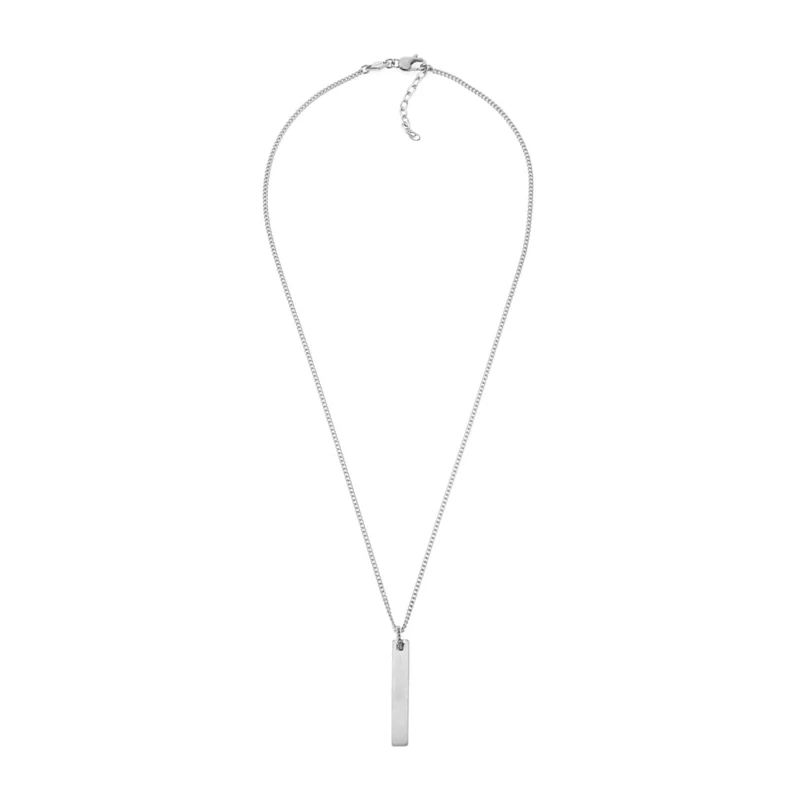 Fossil Necklace for Men Vintage Casual, L: 508mm + 50.8mm W: 8mm Silver Stainless Steel Necklace, JF03988040