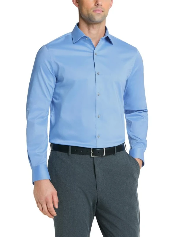 Van Heusen Men's Ultra Wrinkle Free Dress Shirt, Blue Frost, 17"-17.5" Neck 36"-37" Sleeve