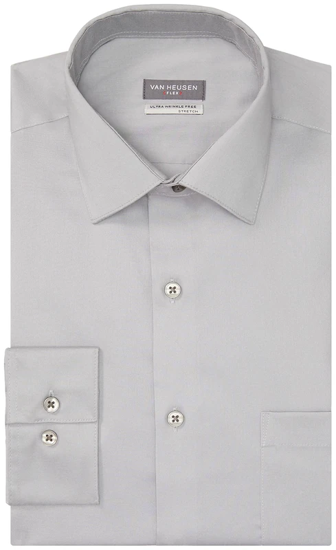 Van Heusen Men's Ultra Wrinkle Free Dress Shirt, Grey Mist, 14"-14.5" Neck 32"-33" Sleeve