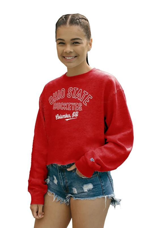 Blue 84 Women's NCAA Officially Licensed Crop Crewneck Sweatshirt Campus Team Color - Image 1