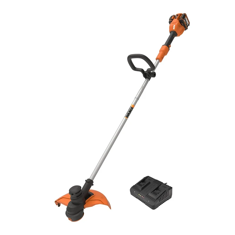 WORX WG183E 40V Cordless Line Trimmer with Two Batteries and Charger, 33cm Cutting Capacity, AutoFeed Mechanism, Lightweight Grass Trimmer, Dual Line, Part of PowerShare Battery System