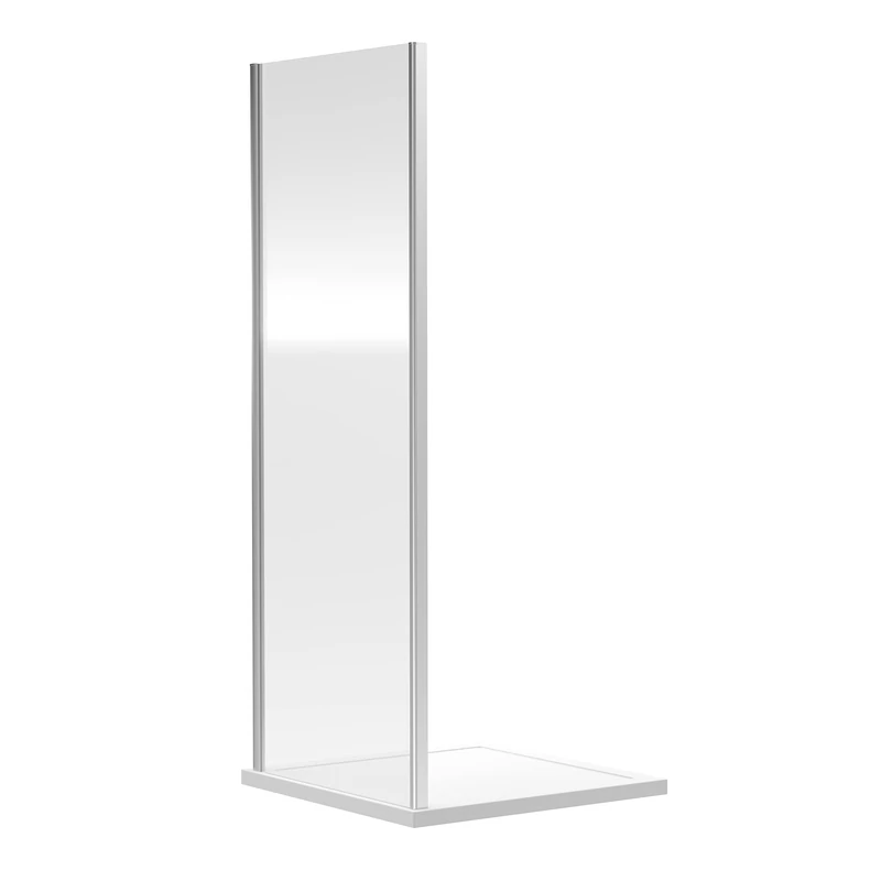 nuie SQSP80 Rene Modern Bathroom Reversible 6mm Toughened Safety Glass Shower Side Panel, 800mm, Satin Chrome