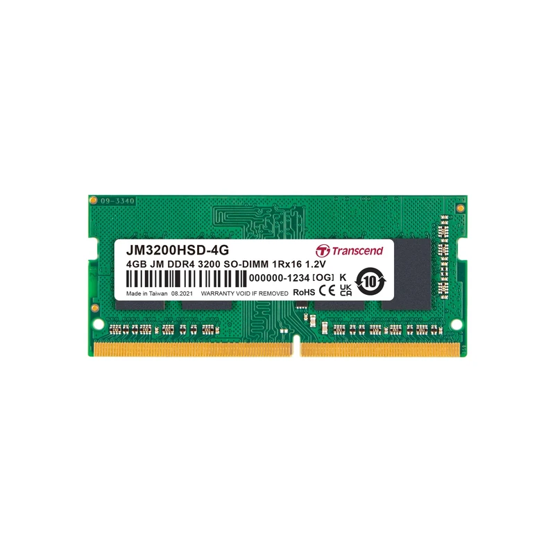 Transcend JetRam 4GB DDR4 RAM 3200MHz Unbuffered SO-DIMM 1Rx16 CL22 1.2V, JM3200HSD-4G