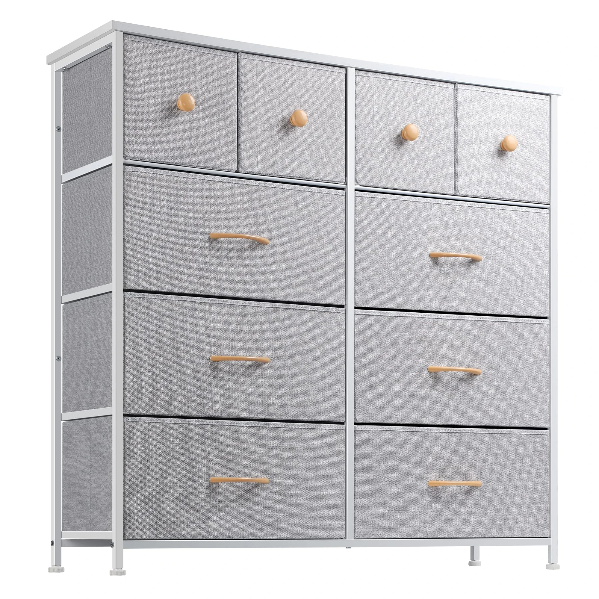 Nicehill Tall Chest of Drawers for Bedroom, Storage Drawer Organizer with 10 Drawers, Fabric Drawers for Closet, Living Room, Hallway, Entryway, Light Grey
