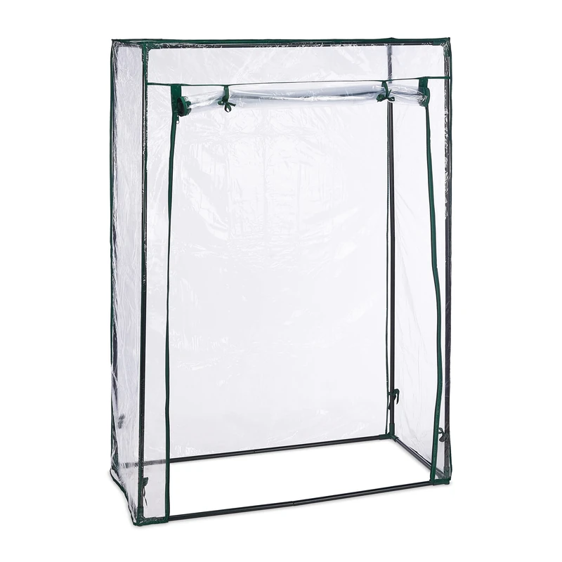 Relaxdays Tomato Greenhouse, PVC film, Walk-in, Foil Propagator Tent with Door, HWD 150 x 100 x 50 cm, Transparent/Black