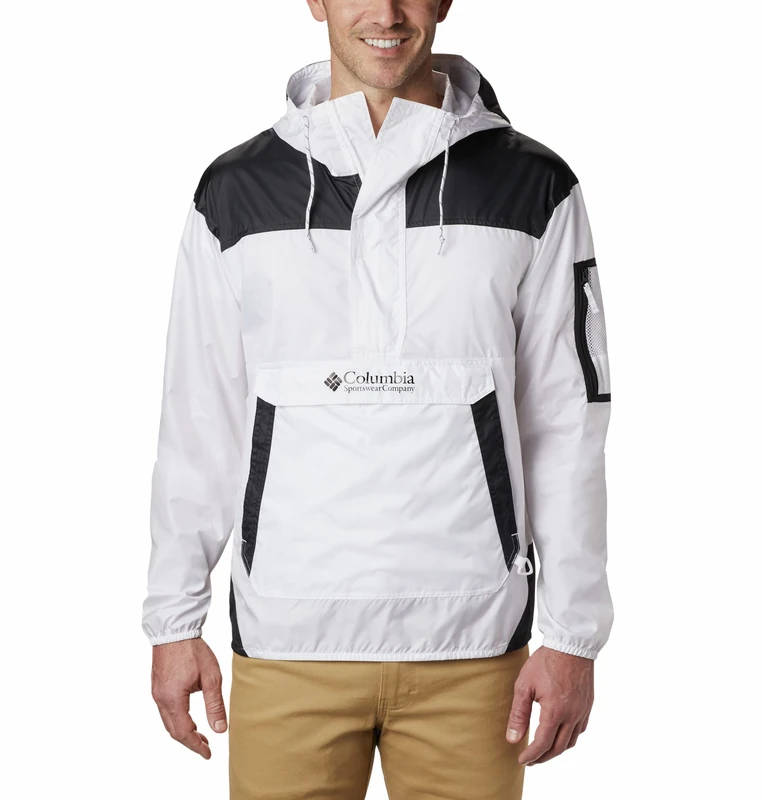 Columbia Men's Challenger Windbreaker, Lightweight Windbreaker Jacket, White/Black, Size XS - Image 1