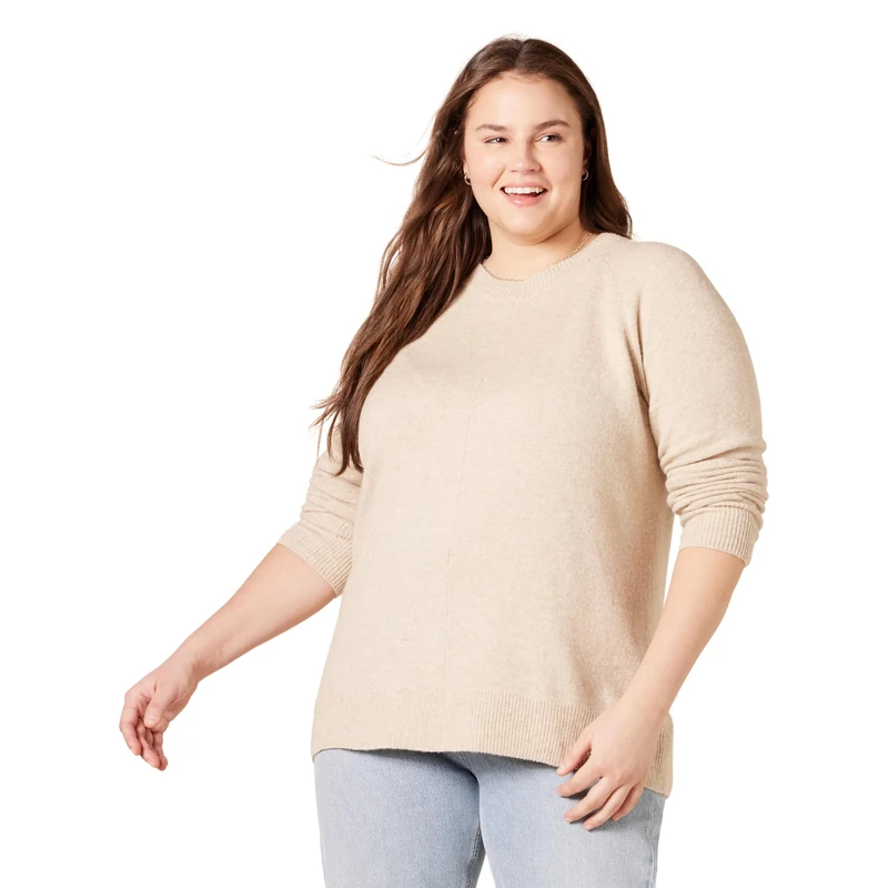 Amazon Essentials Women's Classic-Fit Soft Touch Long-Sleeve Crewneck Jumper (Available in Plus Size), Beige, 5XL Plus