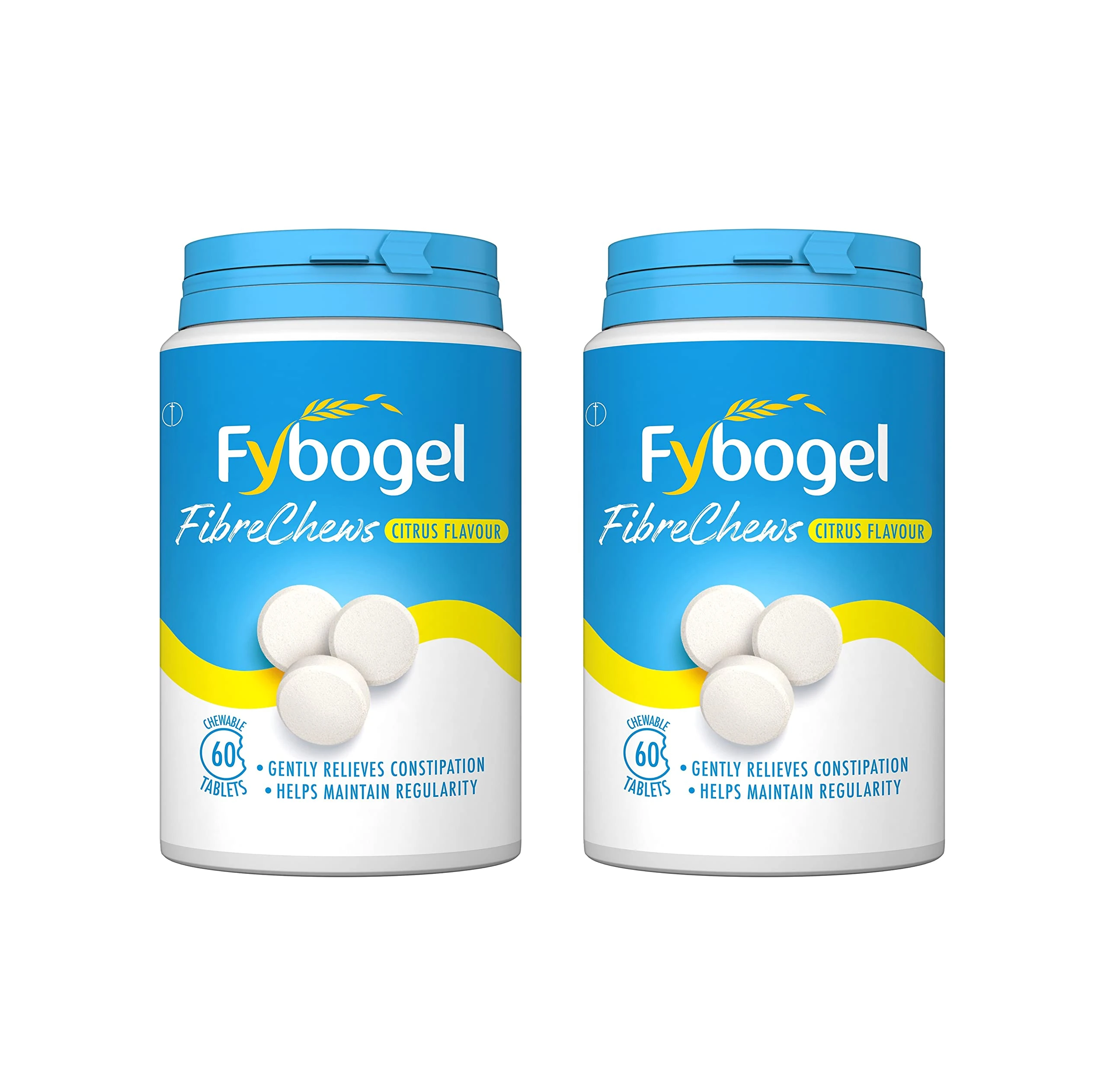Fybogel Fibre Chews Citrus Flavour, 120 Count (2 Packs of 60) - Relieves Constipation, Supports Digestive Health, Promotes Regularity, Convenient and Tasty Daily Supplement