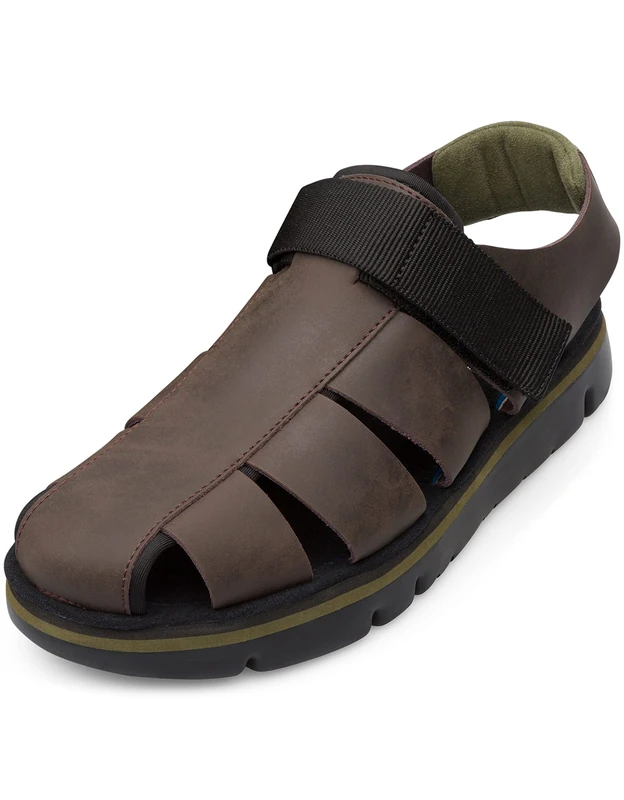Camper Men's Oruga Sandal-k100285 Flat Sandal, dark brown, 12 UK