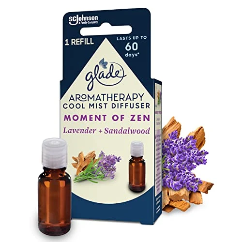 Glade Aromatherapy Essential Oil Diffuser Refill, Cool Mist Aromatherapy Diffuser & Air Freshener for Home, Moment of Zen with Lavender & Sandalwood Scent, 17.4ml