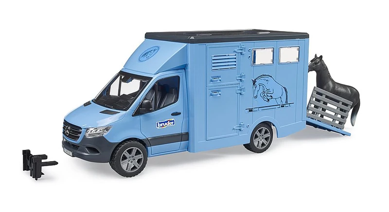 bruder 02674 Mercedes-Benz Sprinter Animal Transporter with 1 Horse Farm Agriculture Horse Riding Accessories Horse Stable Horse Trailer Vehicle Play Set Bworld 1:16