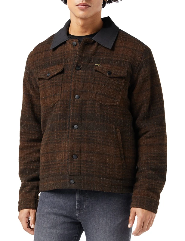 Wrangler Men's Wool Trucker Jacket Jacket, Carafe Brown, Large