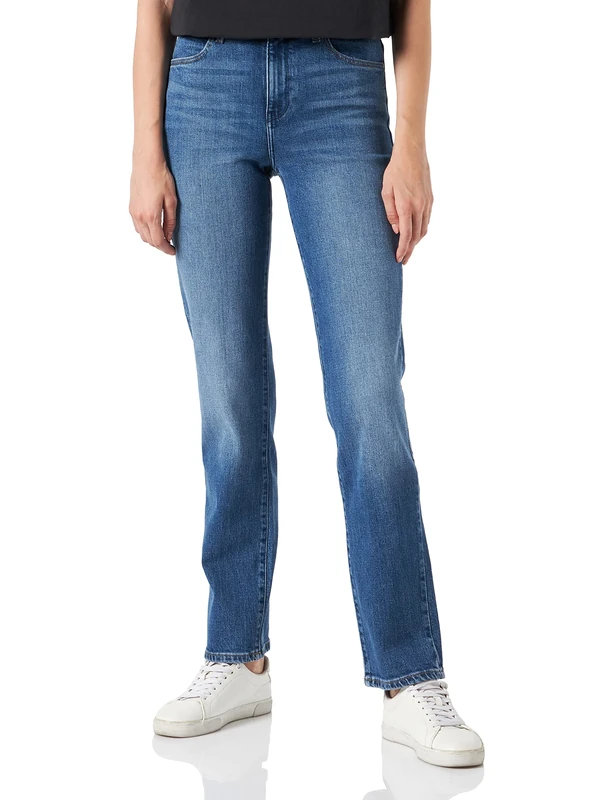 Wrangler Women's Straight Airblue Pants, Sky Blue, 33W x 32L