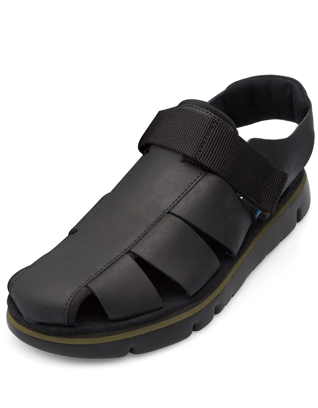 Camper Men's Oruga K100285 Flat Sandals, Black 007, 12 UK