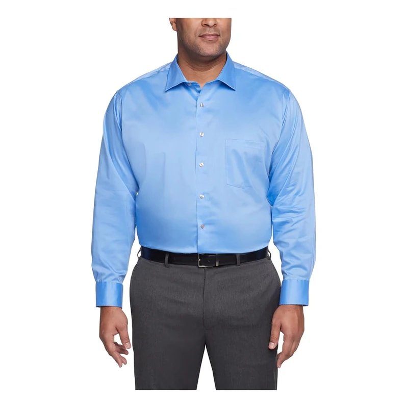 Van Heusen Men's Fit Dress Shirt Ultra Wrinkle Free Flex Collar Stretch (Big and Tall), Blue Frost, 19" Neck 35"-36" Sleeve