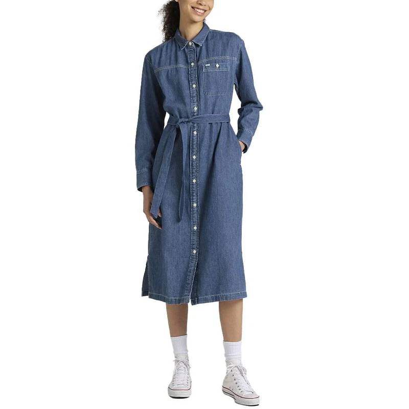 Lee Women Essential Dress Dress, Dipped Blue, Large