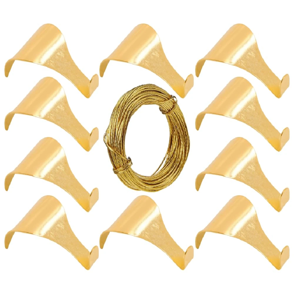 Picture Rail Hooks Dado Rail Hooks Brass Plated Antique Style Moulding Hooks with 3.0m Brass Wire for Picture Hanging Decoration – 10 Pcs