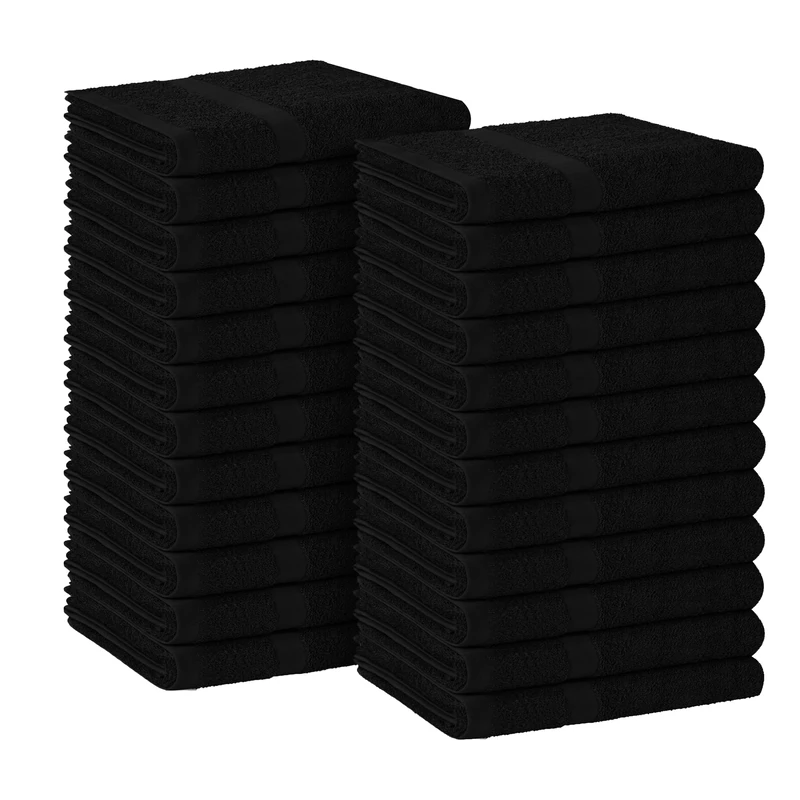 Avalon 24 Pack Black 100% Cotton 16x27 Inch Highly Absorbable Facial & Gym Hand Towels