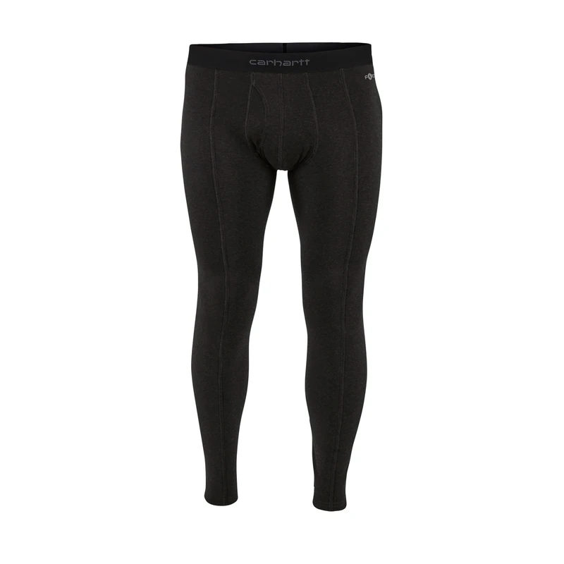 Carhartt Men's Force Heavyweight Synthetic Wool-Blend Fleece Base Layer Pant Bottom, Black Heather, 4XL/Big