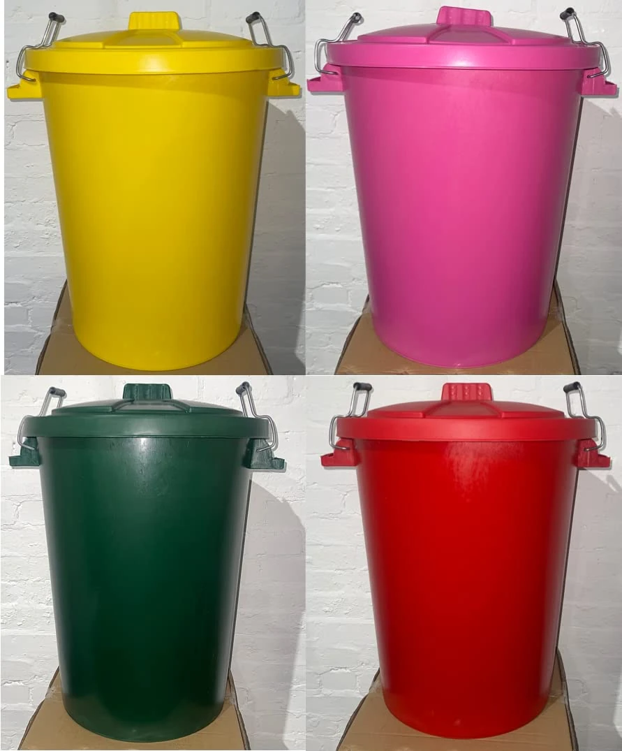 Neat. Green 90L Heavy Duty Plastic Bin with Lid - Outdoor, Rectangular, 72 x 50 x 72 cm, UK Made, 15-Year Guarantee