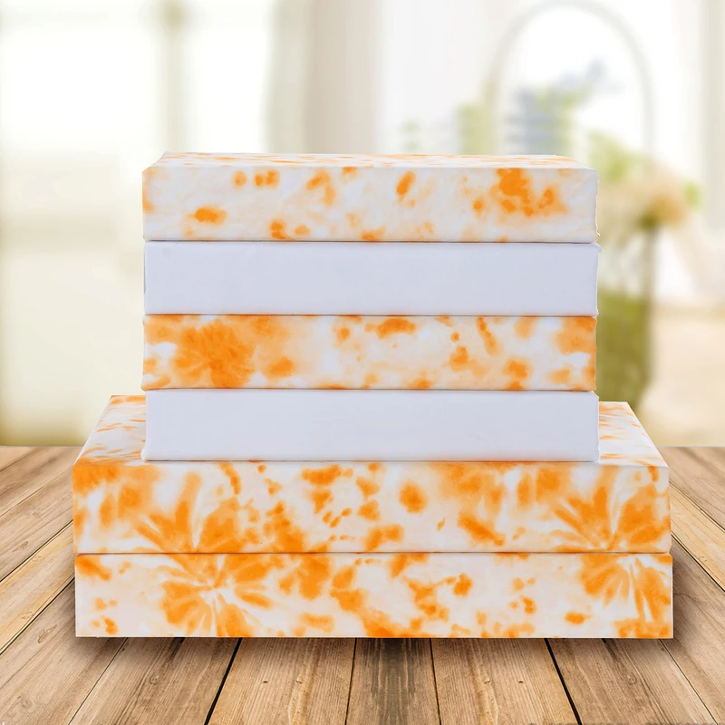 Elegant Comfort Luxury Soft Bed Sheets Tie Dye Pattern 1500 Thread Count Percale Egyptian Quality Softness Wrinkle and Fade Resistant (6-Piece) Bedding Set, Queen, Tie Dye Orange