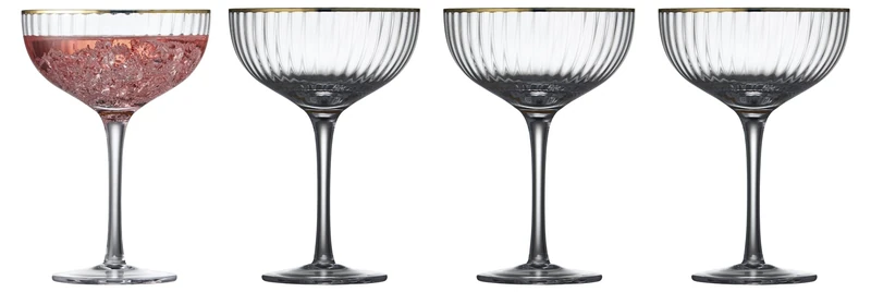 F og H of Scandinavia Lyngby Glass Palermo Cocktail Glass 31 cl Gold Set of 4