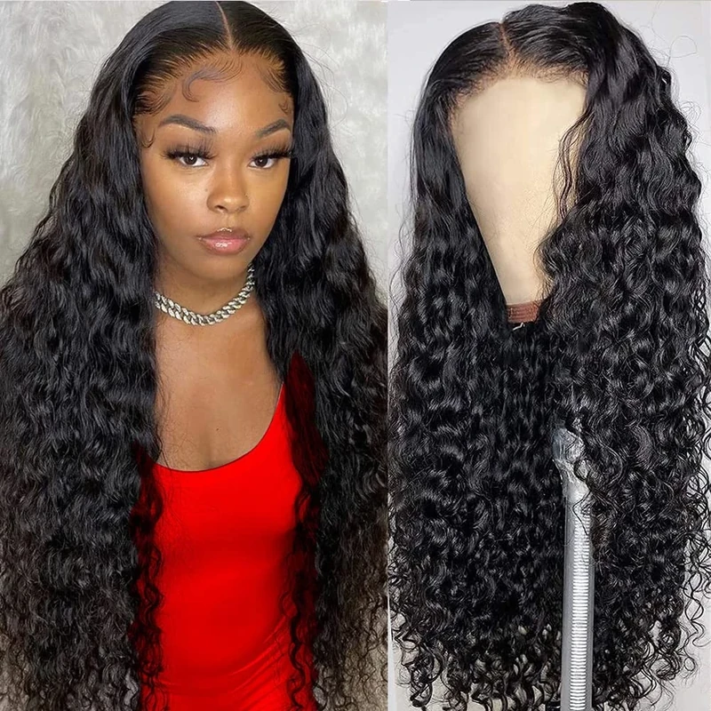 CHEETAHBEAUTY Deep Wave 13X6 HD Transparent Lace Front Wigs Human Hair Brazilian 10A Grade Deep Curly Human Hair Wigs for Black Women Pre Plucked with Baby Hair Natural Black 250% Density(30inch)
