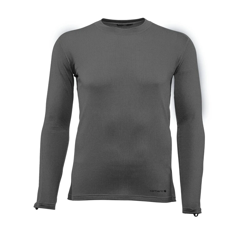 Carhartt Base Layer Men's Force Lightweight Stretch Grid Base Layer Crewneck Top, Asphalt, S