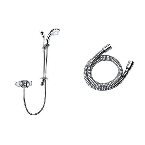 Mira Showers 1.1518.300 Excel Exposed Variable (EV) Mixer Shower, Chrome & 1.1605.167 Response Plastic Easy Clean Shower Hose 1.25 m, Chrome