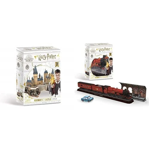 University Games 7565 Harry Potter Hogwarts Castle 3D Puzzle & 7635 Harry Potter Hogwarts Express Set 3D Puzzle