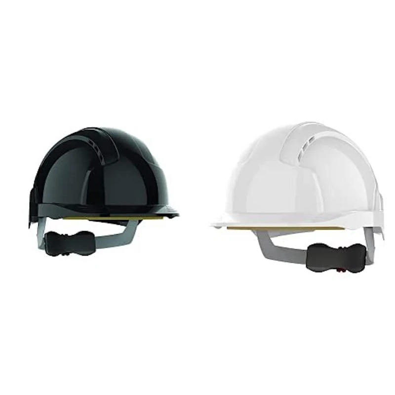EVOLite Mid Peak Wheel Ratchet, Vented, Black (JSP AJB170-001-100) & EVOLite Safety Helmet - White - Vented (JSP AJB170-000-100)