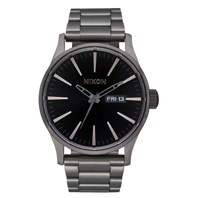 Nixon A356-5084-00 Men's Analogue Japanese Miyota Quartz Movement Watch with Stainless Steel Strap, Gunmetal/Black Sunray, Standard Size, Bracelet