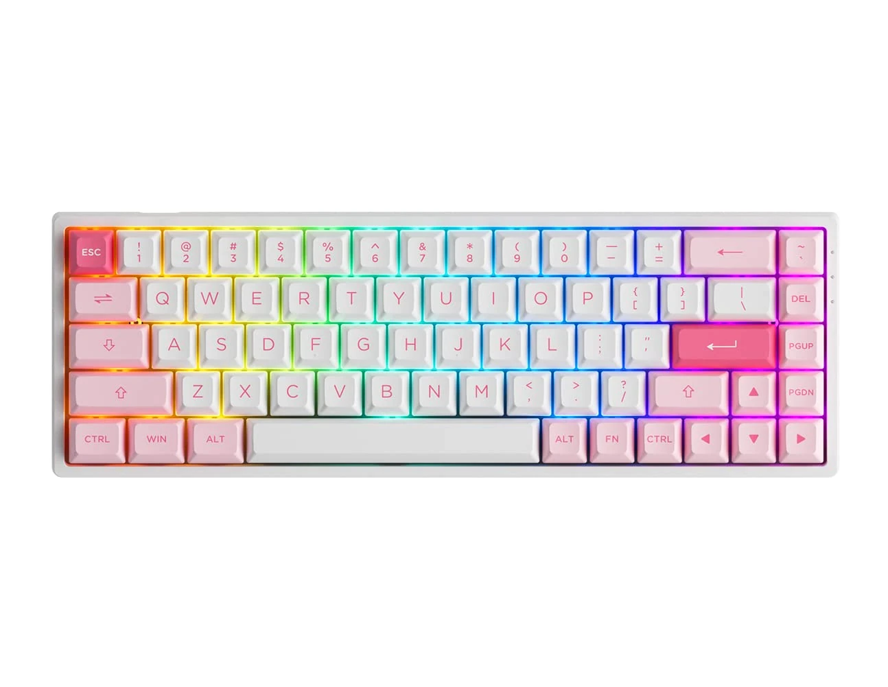 Akko 3068B Plus RGB Mechanical Gaming Keyboard, Multi Modes (BT5.0/2.4Ghz/Type C) Compact Keyboard with 5 Pin Hot Swappable, PBT Double Shot ASA Keycaps, Programmable Macros (Sakura, Linear Switches)