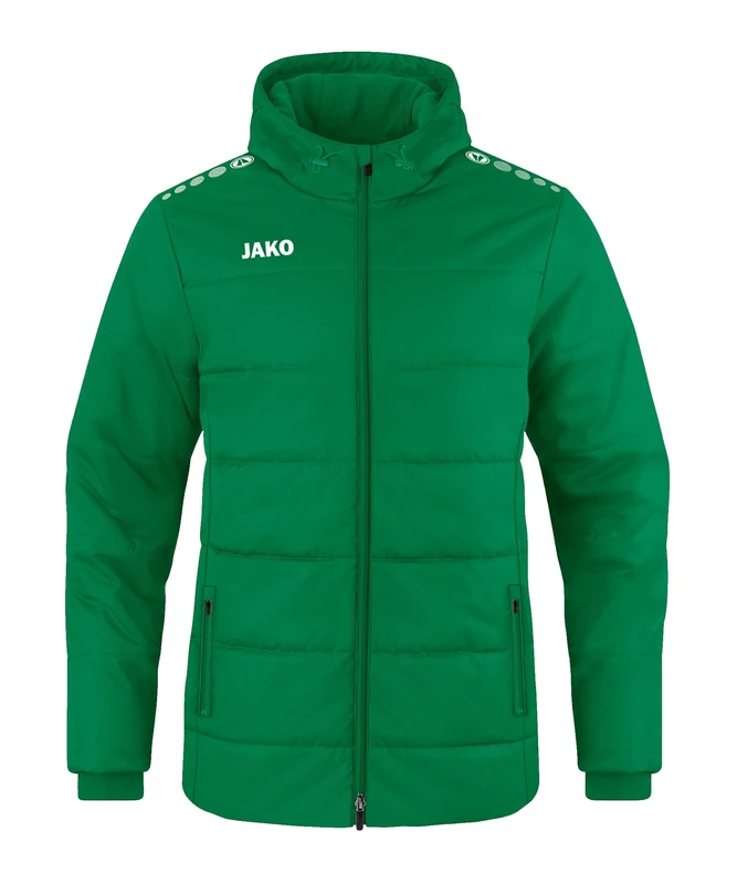 JAKO Men's Team Coach Jacket with Hood, Sports Green, XL
