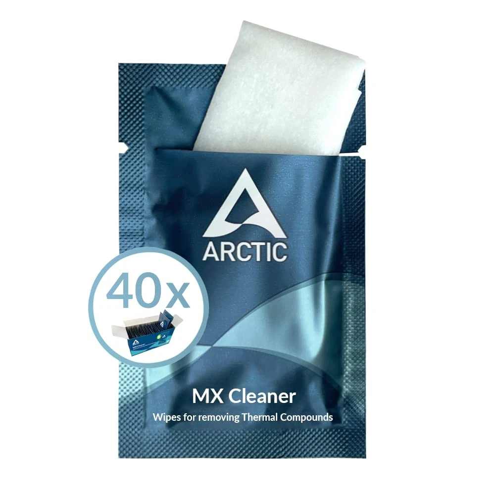 ARCTIC MX Cleaner (40 pieces) - Thermal paste remover, cleaning wipes, 11.5 x 11.5 cm, biodegradable