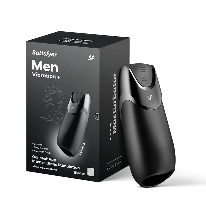 Satisfyer Men Vibration+ | App Controlled Sex Toys for Men | 14 Vibration Patterns | Medical Grade Silicone | Ergonomic Design | Waterproof (IPX7) Construction