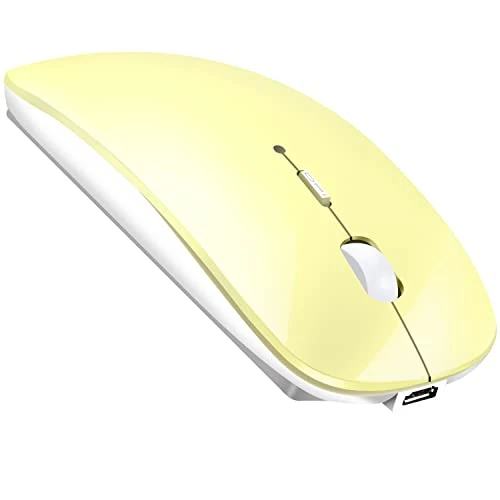 LEAPEST Wireless Bluetooth Mouse for MacBook Pro/Air/Mac/iPad/Laptop/Desktop/Mac/PC/Computer/Phone-Portable Slim Silent Office Mice with USB-C Adapter 2.4 GHz USB Mice(Yellow)