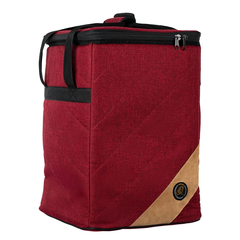Ortega Guitars Premium Cajon Bag - Bag for Cajon - 13,5 x 17,75 x 13,5 Inches - With Carrying Handle and Backpack Straps - Canvas and Cotton, Bordeaux Red (OGBCJ-BX)