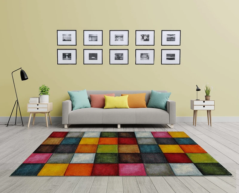 Mia´s Teppiche Emerald Modern Designer Rug Multi-Coloured Chequered Squares 120 x 170 cm - Image 1