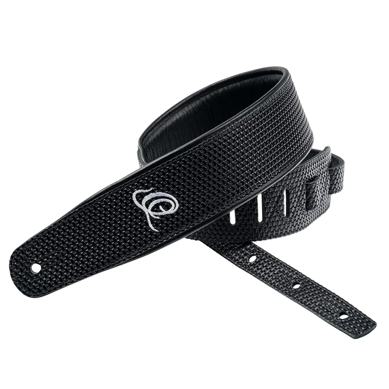 Ortega Guitars Adjustable Guitar Strap – Acoustic Guitar / Bass, Electric Guitar / Bass – Custom Series – Genuine Leather, Black Braid (OSCU-4)