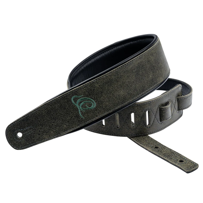 Ortega Guitars Adjustable Guitar Strap – Acoustic Guitar / Bass, Electric Guitar / Bass – Artist Series – Genuine Leather, Olive Tree (OSAR-4)