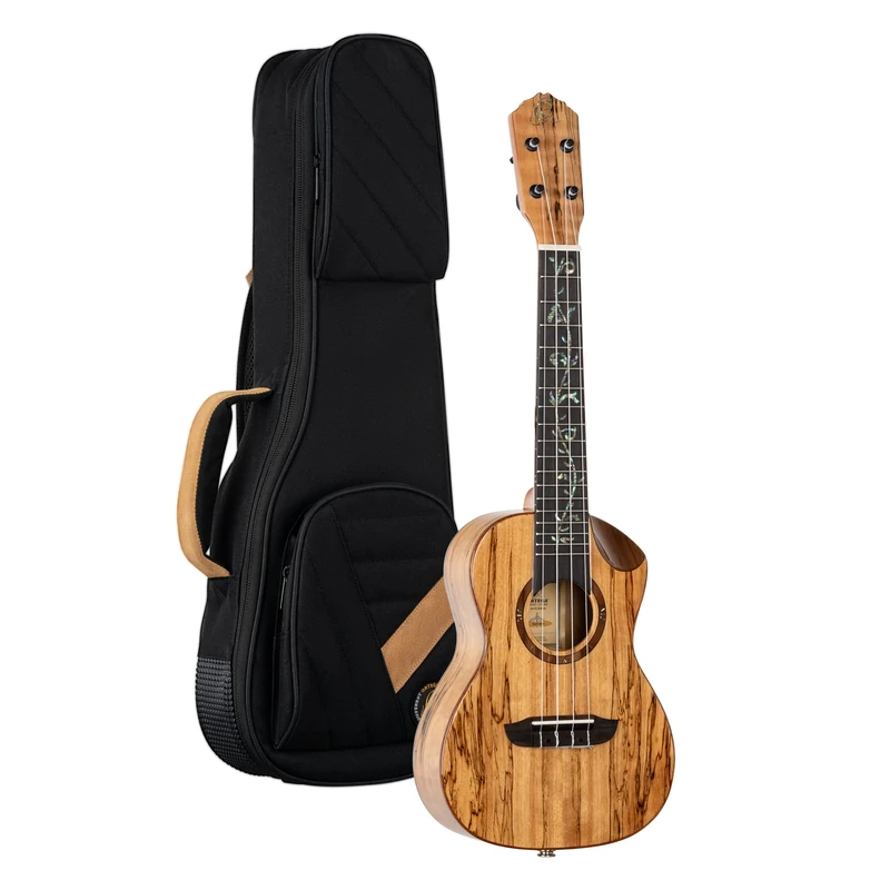 Ortega Guitars Concert Ukulele Electro-Acoustic – Elite Series – Including Gigbag – Spalted Maple, Natural (RUET- SMA)