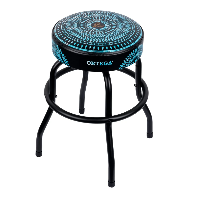 Ortega Guitars Padded Stage Stool – for Stage, Bar, Studio, Showroom – Height 61 cm – Blue Kaleidoscope (OBS24-BLKC)