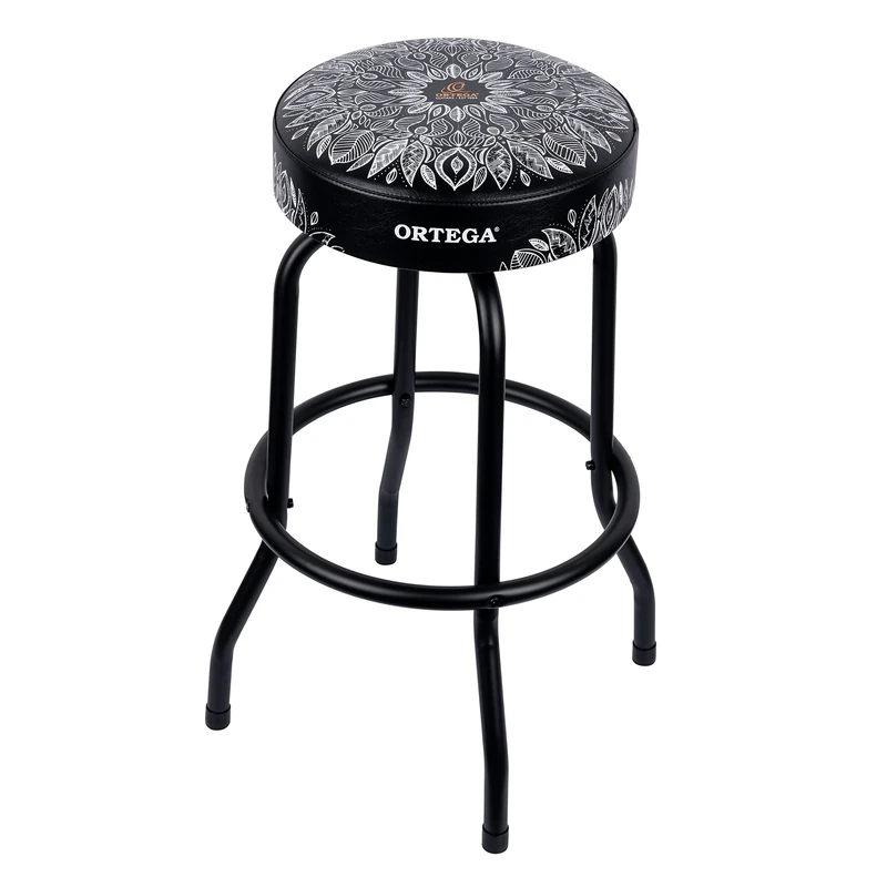 Ortega Guitars Padded Stage Stool – for Stage, Bar, Studio, Showroom – Height 76 cm – White Kaleidoscope (OBS30-WHKC)