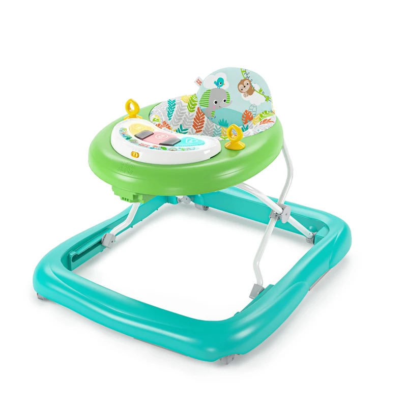 Bright Starts, Tiny Trek Jungle Vines 2-in-1 Baby Activity Walker with Removable Piano Toy with Lights, Songs & Sounds, Volume Control, Adjustable Height, Foldable, Easy to Clean, Ages 6 months+