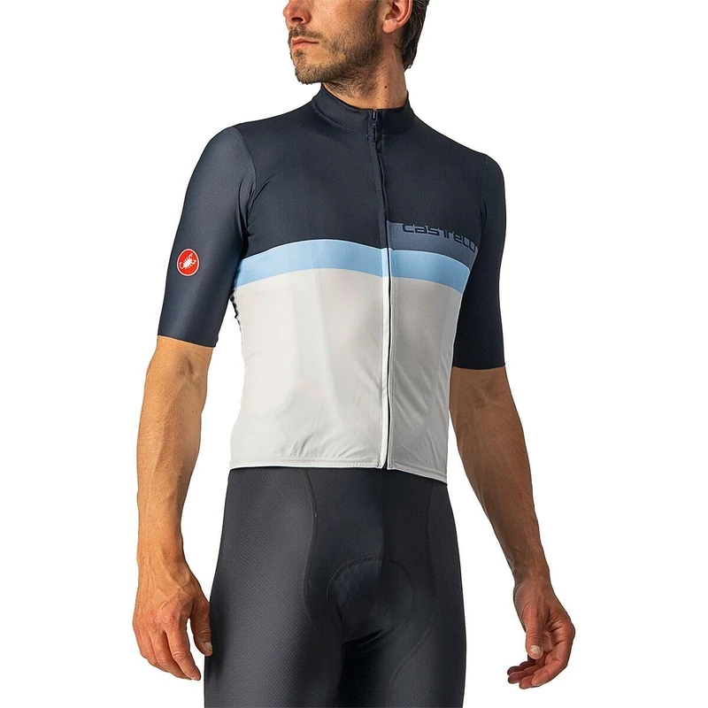 CASTELLI 4522017-414 A Block Jersey Men's T-Shirt Savile Blue/China Blue-Light Blue-Ivory XL